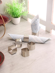 Buy Napkin Rings - Silver Square Napkin Rings Set Of 6 | Aluminum Tissue Paper Holder by Amaya Decors on IKIRU online store