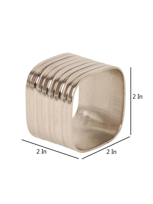 Buy Napkin Rings - Silver Square Napkin Rings Set Of 6 | Aluminum Tissue Paper Holder by Amaya Decors on IKIRU online store