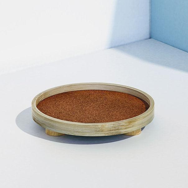 Buy Office Decor Selective Edition - Podium Bamboo & Cork Blue Tray | Round Platter For Home & Kitchen by Mianzi on IKIRU online store