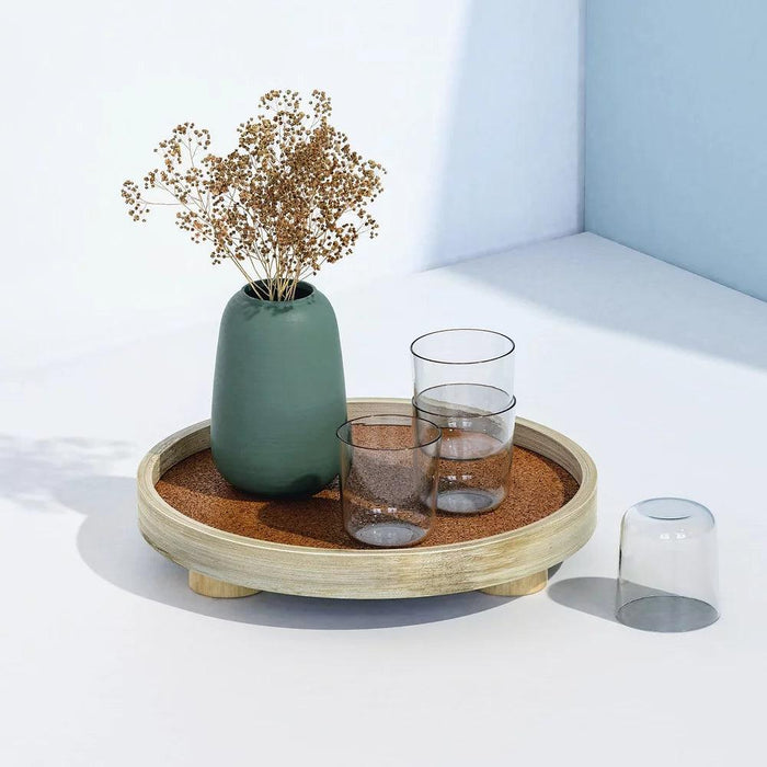 Buy Office Decor Selective Edition - Podium Bamboo & Cork Blue Tray | Round Platter For Home & Kitchen by Mianzi on IKIRU online store