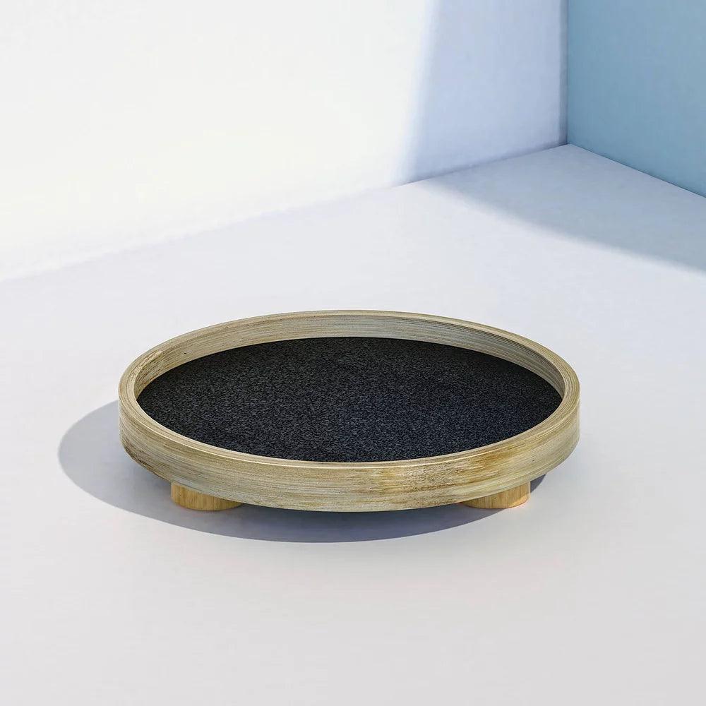 Buy Office Decor Selective Edition - Podium Bamboo & Cork Blue Tray | Round Platter For Home & Kitchen by Mianzi on IKIRU online store