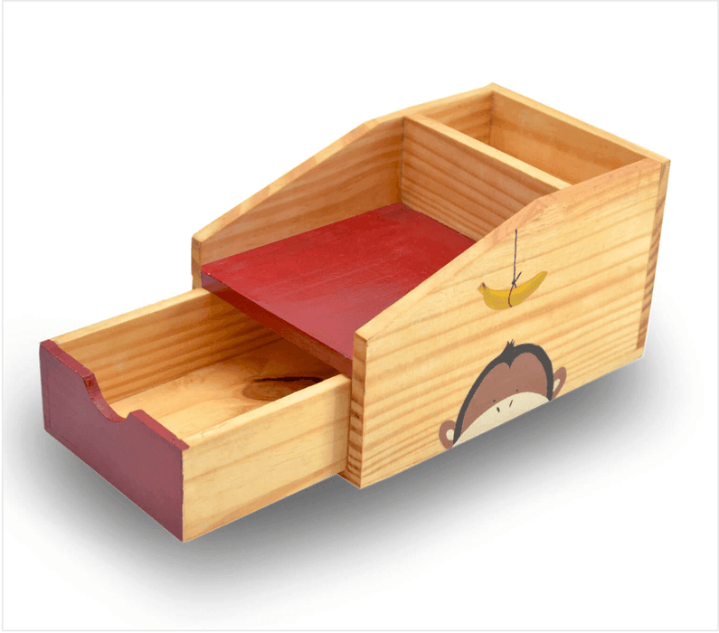 Buy Office desk accessories - Wooden Hand Painted Desk Organizer | Unique Storage Stand For Study Table & Gifting by Mirai Woods on IKIRU online store