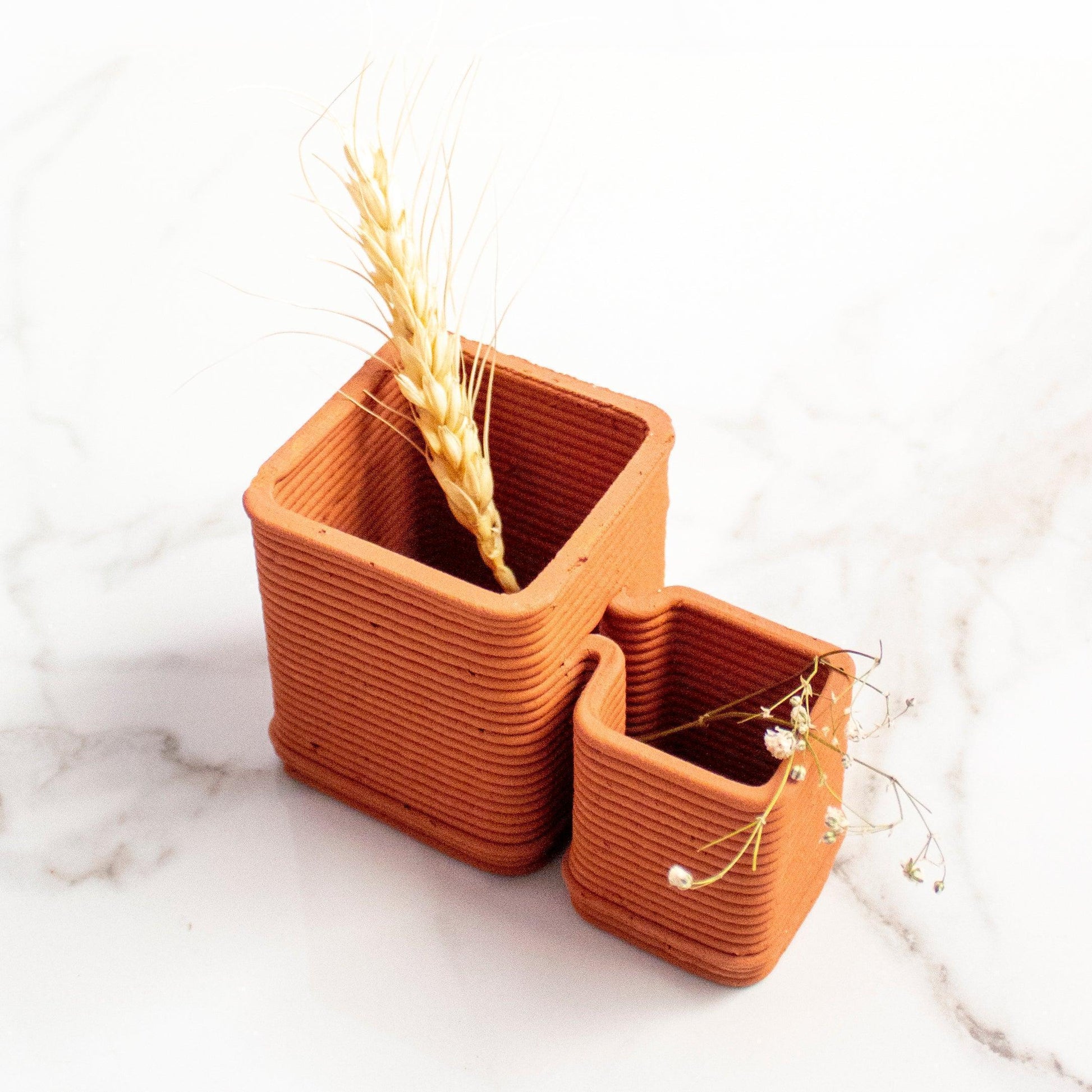 Buy Pen Stand & Organiser - The Cubicles Terracotta Double Stationary Stand | Decorative Pen Holder For Gifting & Desk by Byora Homes on IKIRU online store