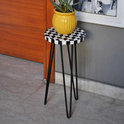 Buy Plant stand - Retro Black & White Multipurpose Round Table | Plant Stand For Home by Casa decor on IKIRU online store