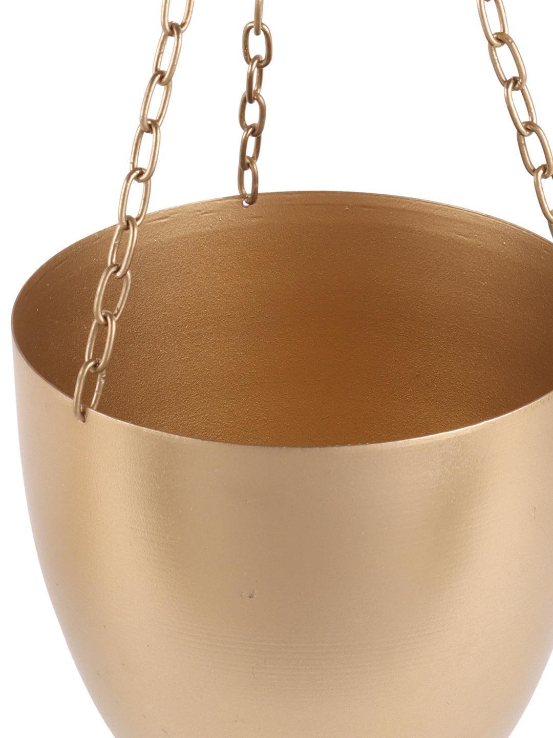 Buy Planter - Metallic Capsule Shape Hanging Planters For Indoors & Outdoors - Set Of 2 by Amaya Decors on IKIRU online store