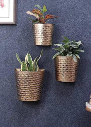 Buy Planter - Modern Gold & Black Hammered Wall Mount Planter For Elevation & Indoor by Amaya Decors on IKIRU online store