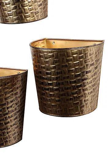 Buy Planter - Modern Gold & Black Hammered Wall Mount Planter For Elevation & Indoor by Amaya Decors on IKIRU online store