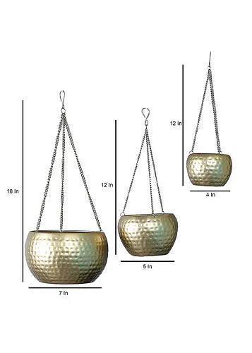 Buy Planter - Modern Hanging Gold Apple Planters For Indoor & Outdoor Decor - Set Of 3 by Amaya Decors on IKIRU online store