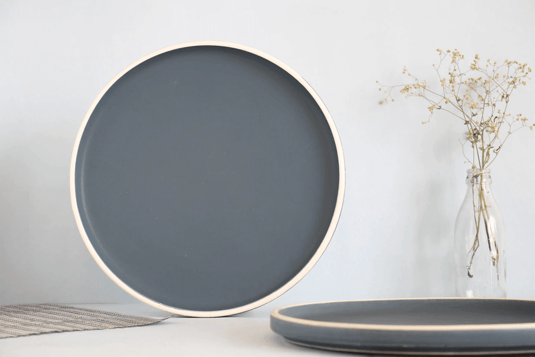 Buy Plates - Berlin Dark Blue Round Dinner Plate Stoneware Finish For Home & Restaurant | Gifting Kitchenware by The Table Fable on IKIRU online store