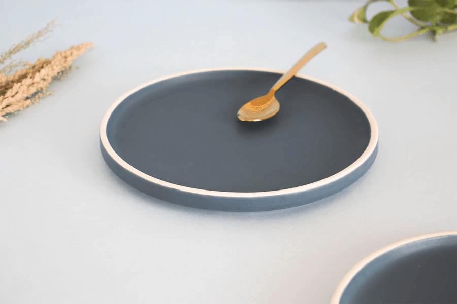 Buy Plates - Berlin Dark Blue Round Quarter Side Plate Stoneware Finish For Home & Table Decor by The Table Fable on IKIRU online store