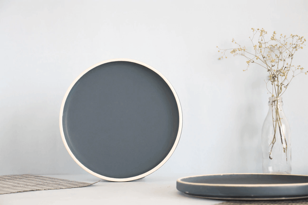 Buy Plates - Berlin Dark Blue Round Quarter Side Plate Stoneware Finish For Home & Table Decor by The Table Fable on IKIRU online store