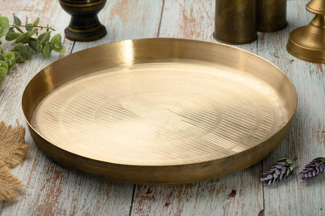 Buy Plates - Bronze Utensils | Kansa Thali for Puja Phool Thali Bronze Thali by Kansawala on IKIRU online store