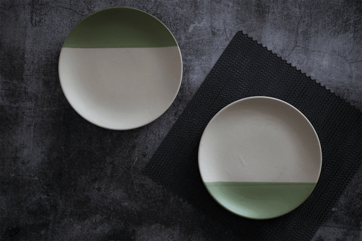 Buy Plates - Gardenia Olive Green & White Round Plates For Home | Gifting Plate Set Of 2 by The Table Fable on IKIRU online store