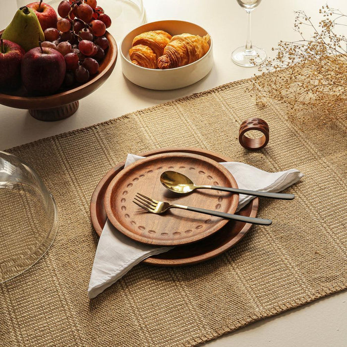 Buy Plates - Set of 2 Round Wooden Dinner Plates Brown Color by Houmn on IKIRU online store
