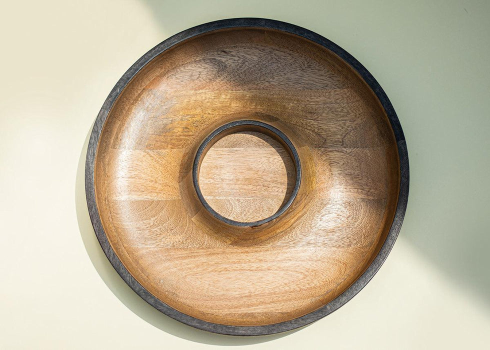 Buy Platter - Acacia Wood Dual Tone Wooden Chip and Dip Salsa Bowl | Serving Plate For Serveware by Muun Home on IKIRU online store