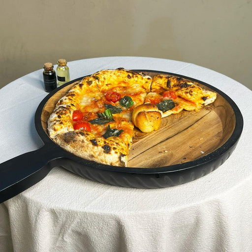 Buy Platter - Acacia Wood Pizza Serving Hot Platter With Handle | Tray For Serveware & Kitchen by Muun Home on IKIRU online store
