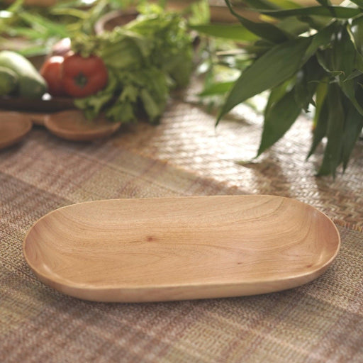 Buy Platter - Agaja Acacia Wood Salad & Snacks Platter | Minimal Serving Plate For Home & Restaurant by Courtyard on IKIRU online store