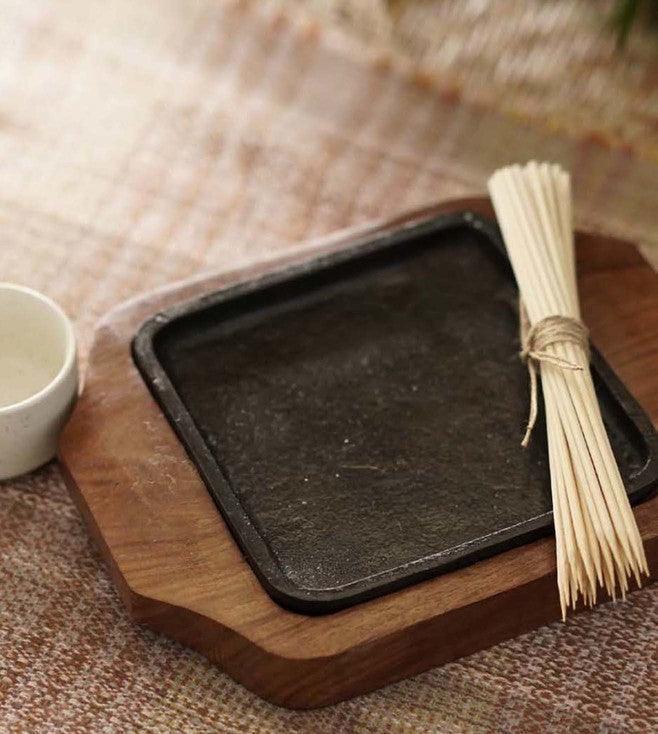 Buy Platter - Agaja sizzler plate with sauce bowl & skewers by Courtyard on IKIRU online store