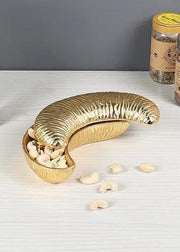 Buy Platter - Aluminum Cashew Platter | Golden Dry Fruit Serveware For Home & Kitchenware by Amaya Decors on IKIRU online store
