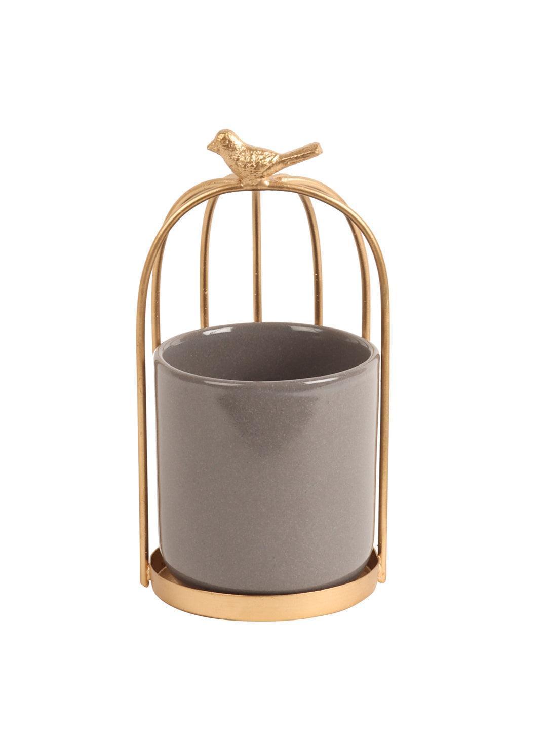 Buy Platter - Bird Cage Grey Ceramic Serving Platter | Decorative Showpiece For Home by Amaya Decors on IKIRU online store