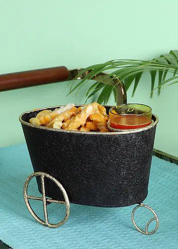 Buy Platter - Black Wheel Barrow Snacks Platter | Serving Container For Home & Restaurant by Amaya Decors on IKIRU online store