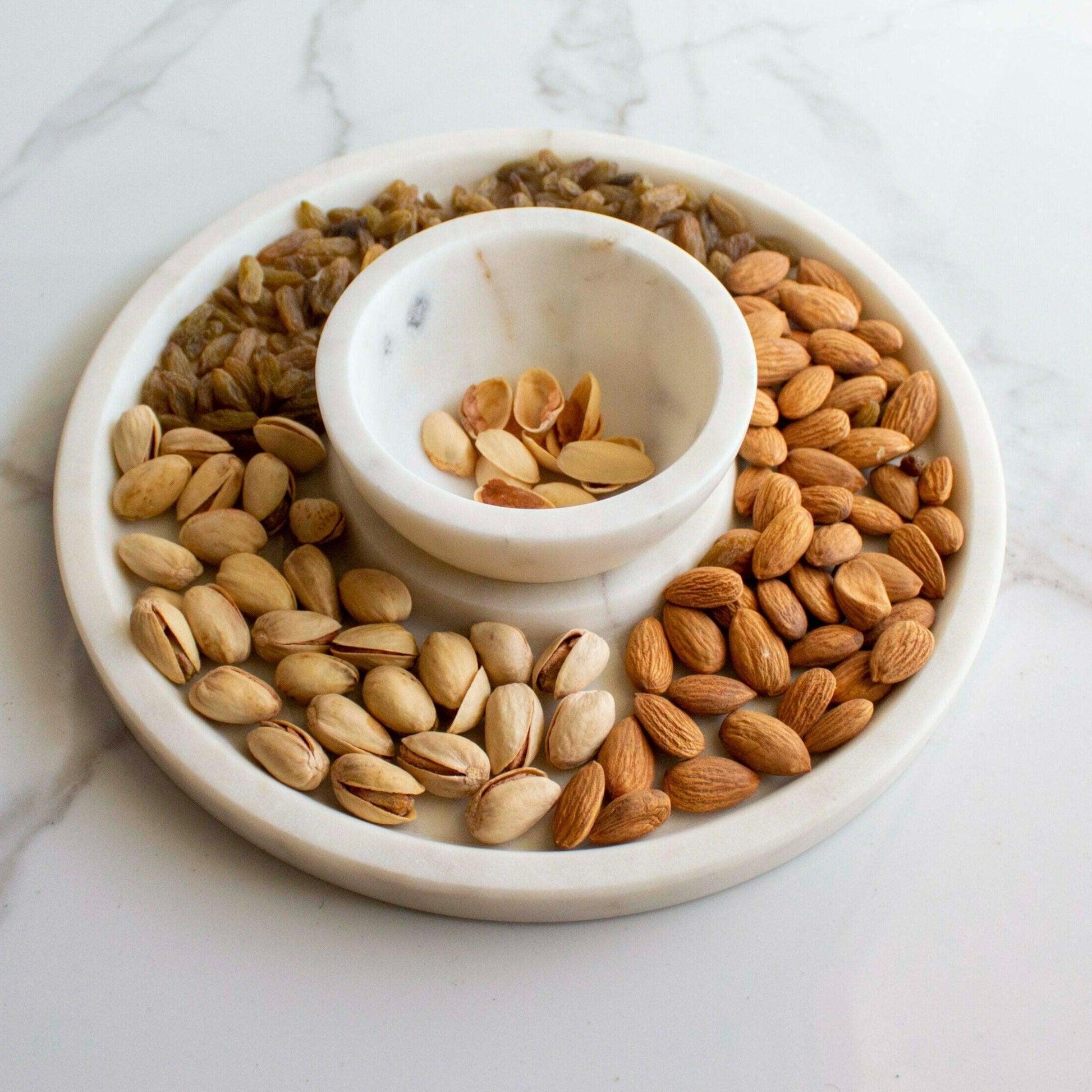 Buy Platter - Concentric Chip and Dip Set | White Marble Platter For Home & Kitchenware by Byora Homes on IKIRU online store