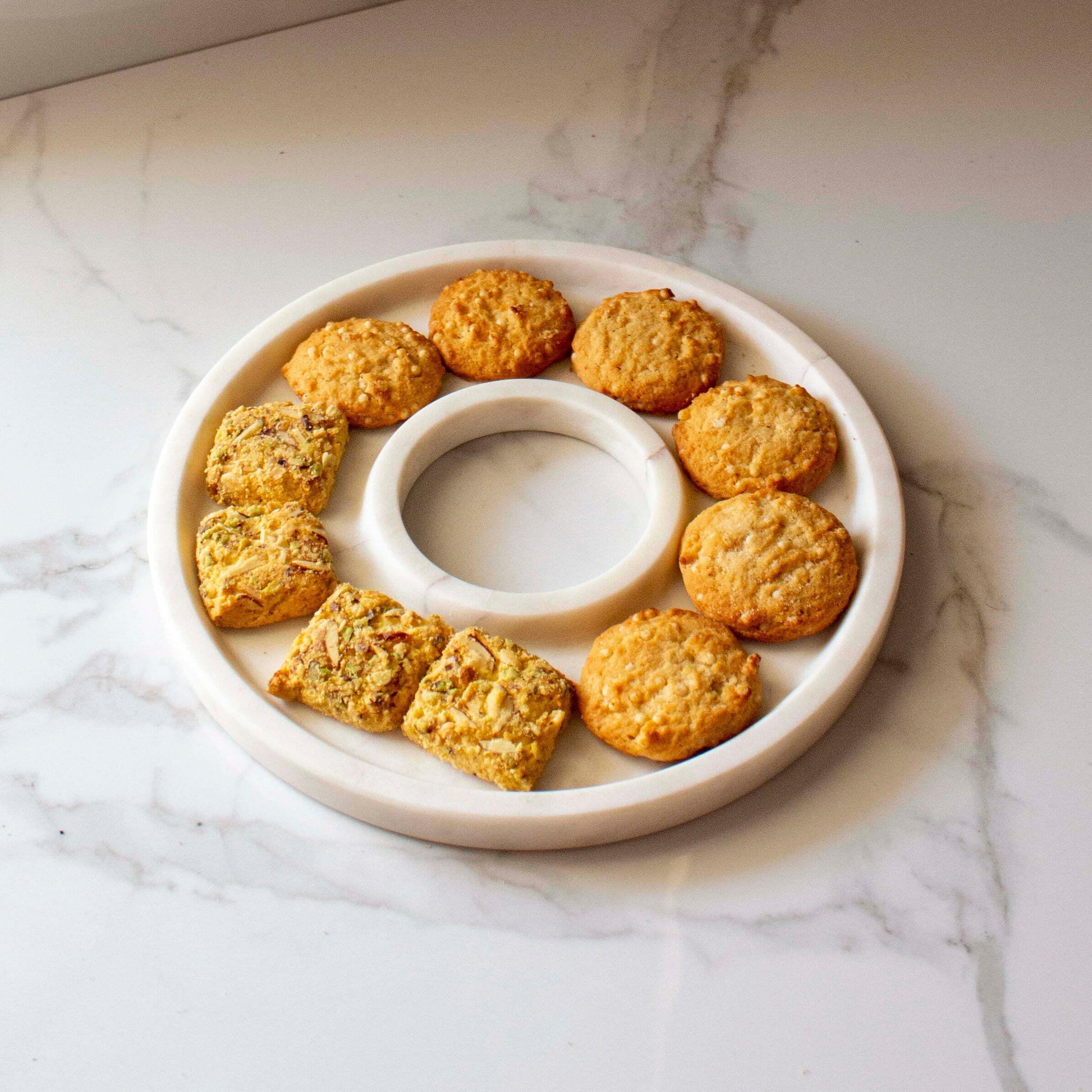 Buy Platter - Concentric Chip and Dip Set | White Marble Platter For Home & Kitchenware by Byora Homes on IKIRU online store
