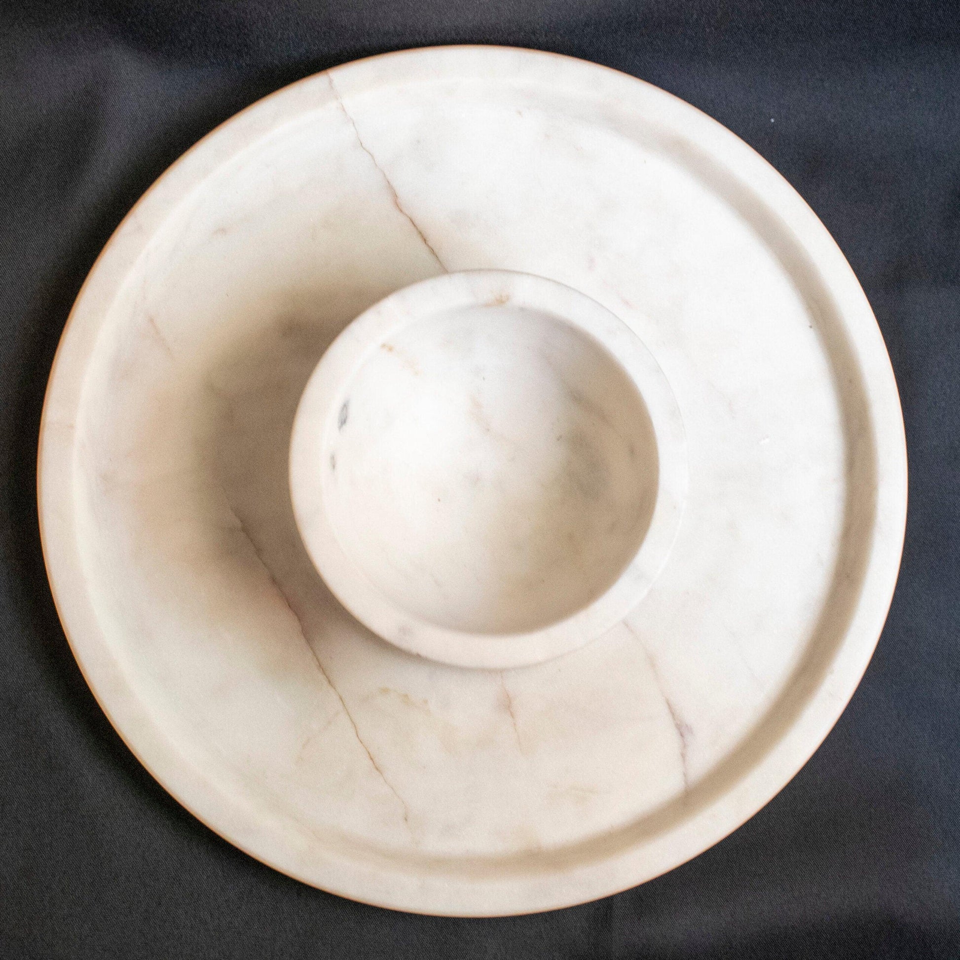 Buy Platter - Concentric Chip and Dip Set | White Marble Platter For Home & Kitchenware by Byora Homes on IKIRU online store