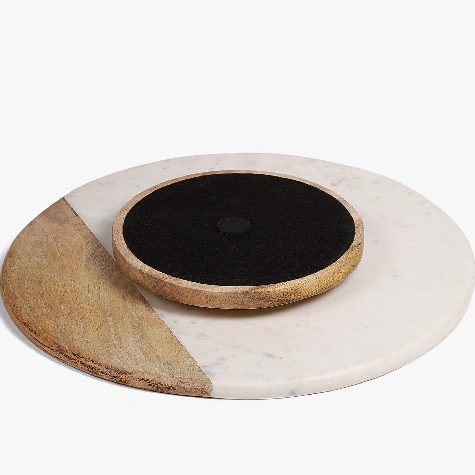 Buy Platter - Decorative Marble Finished Multipurpose Tabletop Round Plate For Kitchen Or Dining Decor by Orange Tree on IKIRU online store