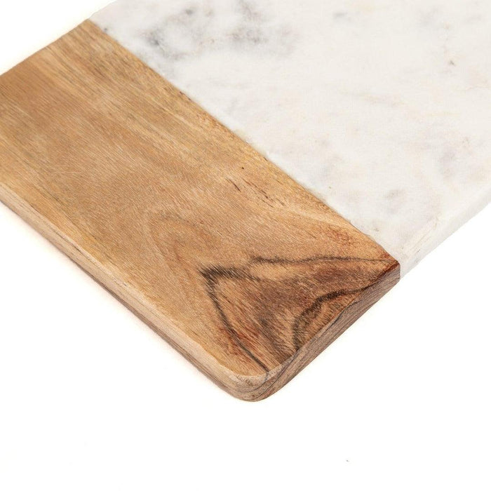 Buy Platter - Modern Serving Platter With Handle Marble and Wooden Base by Home4U on IKIRU online store