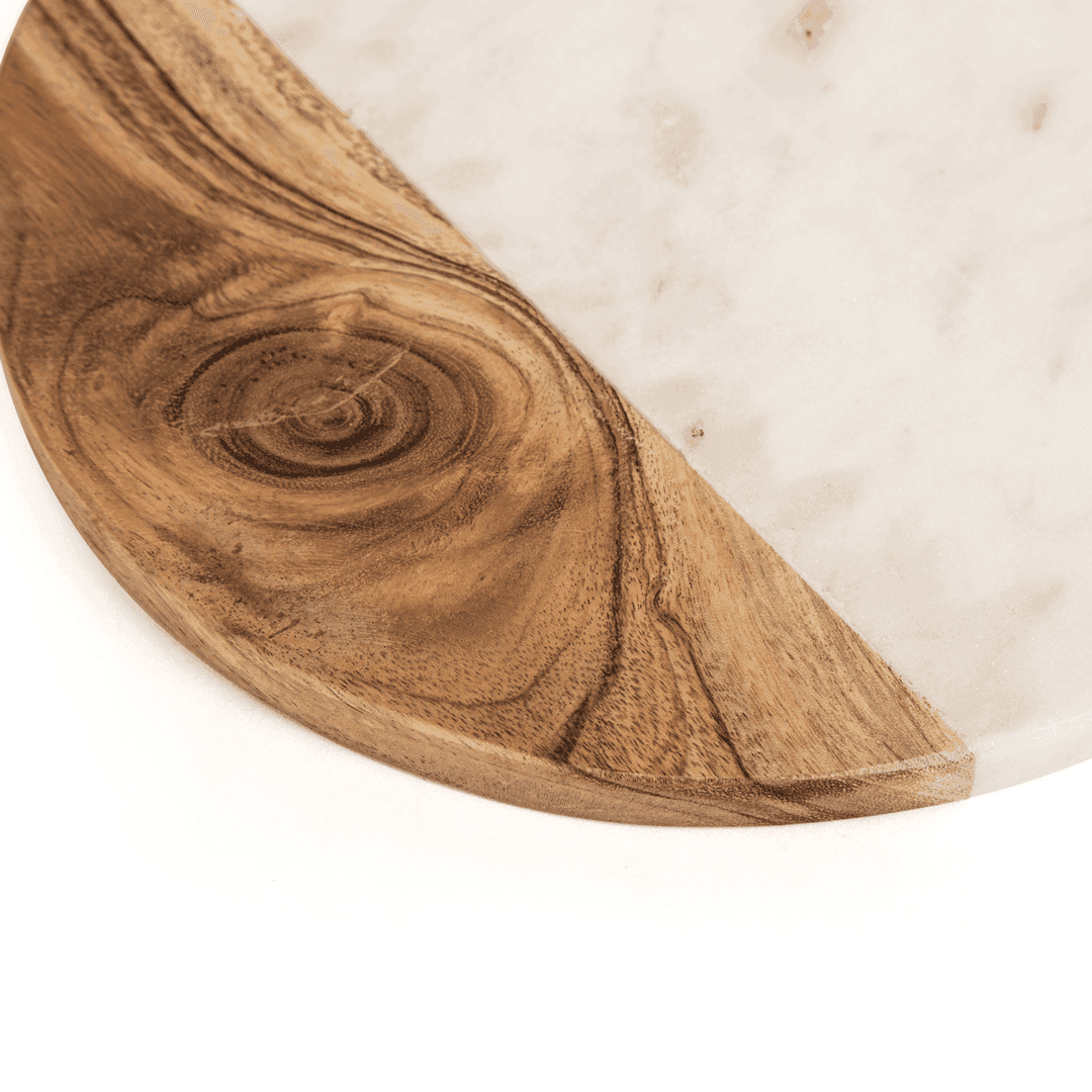 Buy Platter - Modern Serving Platter With Handle Marble and Wooden Base by Home4U on IKIRU online store