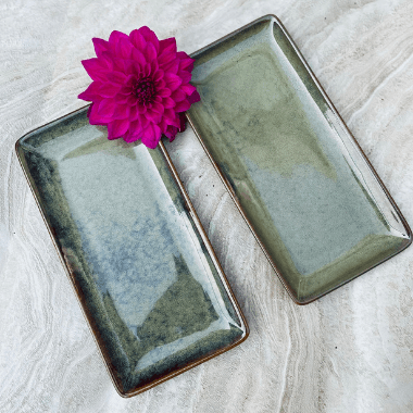 Buy Platter - Olive Rectangle Platter Set Of 2 | Stylish Serving Plate For Home & Gifting by Earthware on IKIRU online store
