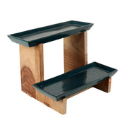 Buy Platter - Stylish Two Layer Wooden & Ceramic Green Platter For Serving by Amaya Decors on IKIRU online store
