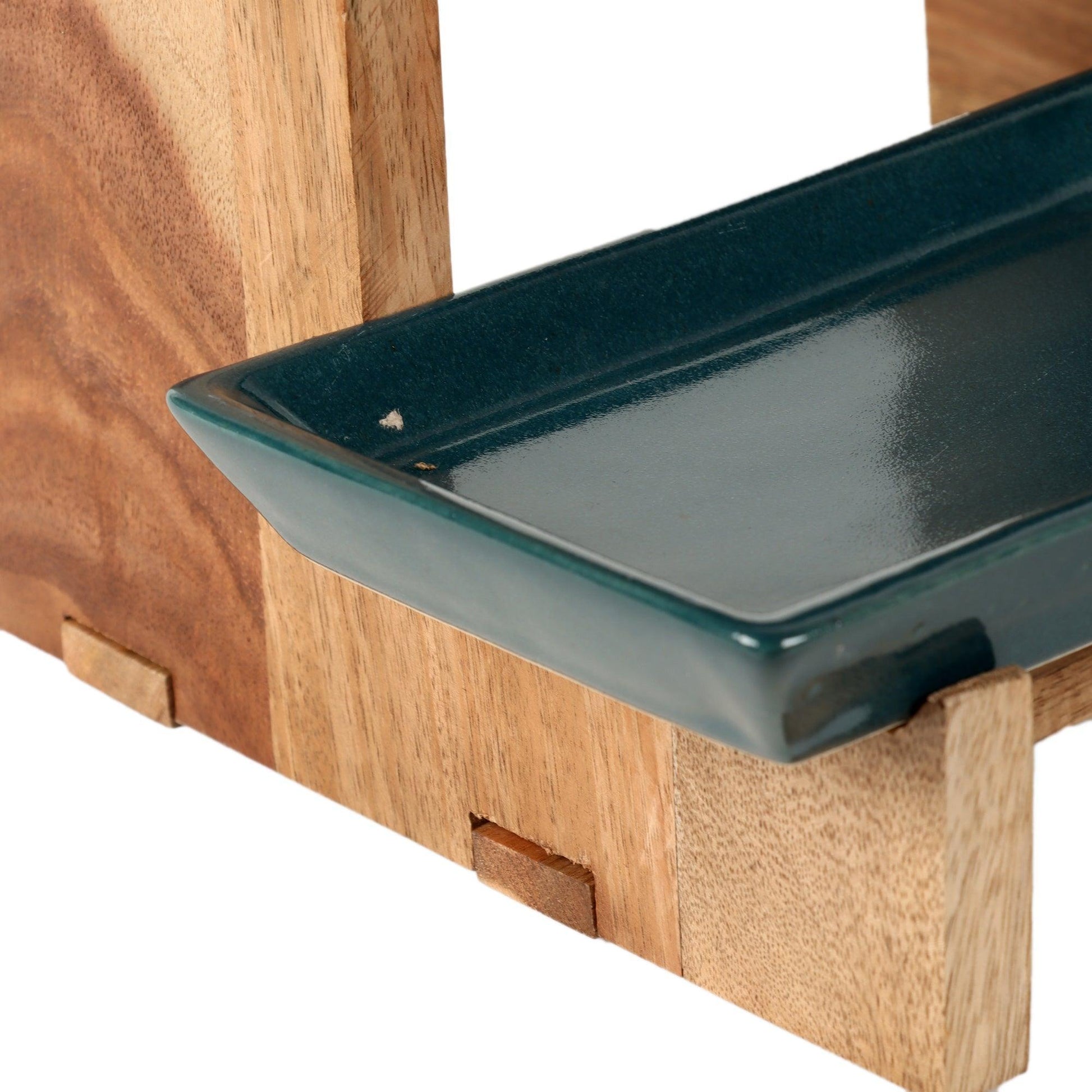 Buy Platter - Stylish Two Layer Wooden & Ceramic Green Platter For Serving by Amaya Decors on IKIRU online store