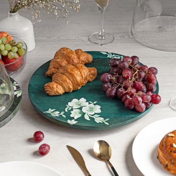 Buy Platter - Wooden Round Cheese and Snacks Serving Platter Green by Houmn on IKIRU online store