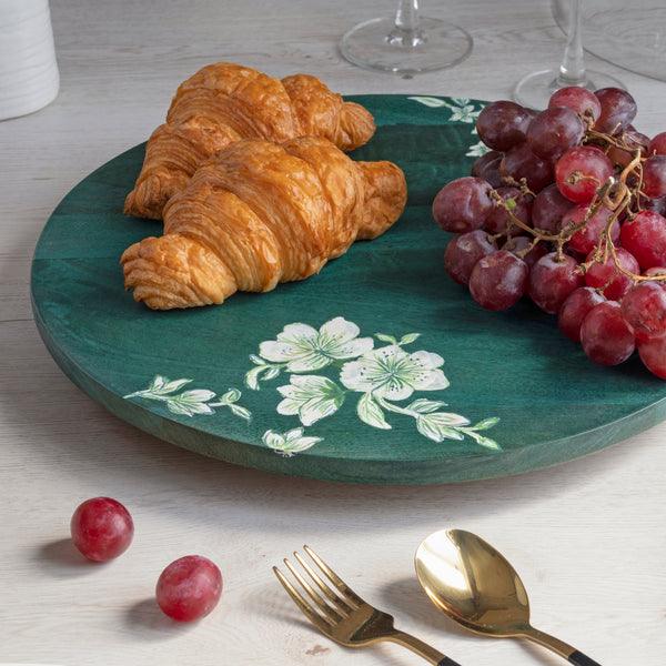 Buy Platter - Wooden Round Cheese and Snacks Serving Platter Green by Houmn on IKIRU online store