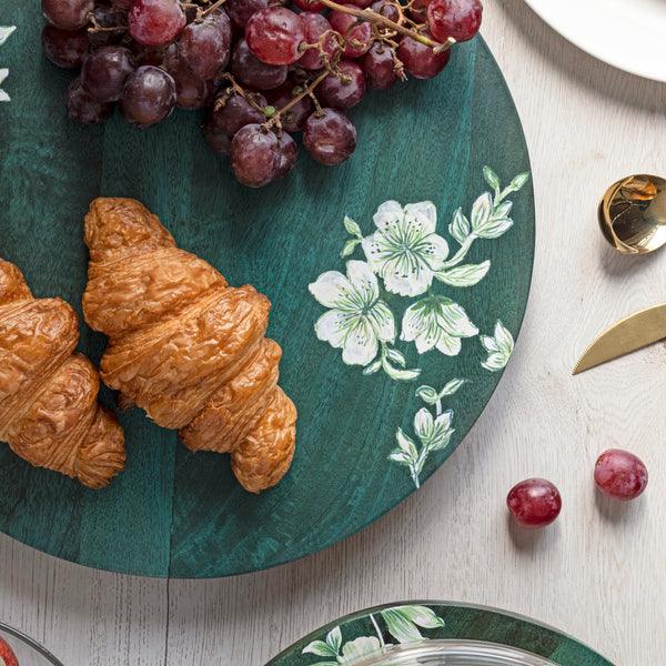 Buy Platter - Wooden Round Cheese and Snacks Serving Platter, Green by Houmn on IKIRU online store