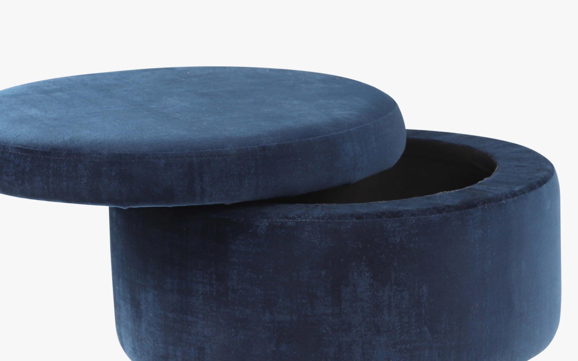Buy Poufs - Modern Metal & Upholstery Round Pouf Open Up Storage | Blue Cusion Stool For Living Room by Orange Tree on IKIRU online store