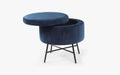 Buy Poufs - Modern Metal & Upholstery Round Pouf Open Up Storage | Blue Cusion Stool For Living Room by Orange Tree on IKIRU online store