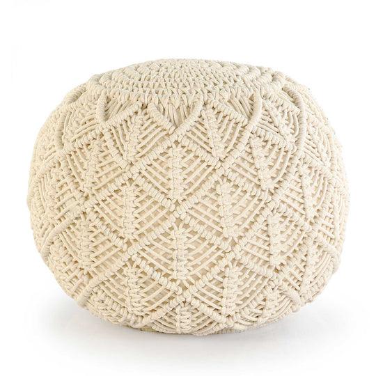 Buy Poufs - Natural Cotton Macrame Seating Stool | Pouf For Living Room & Home by Sashaa World on IKIRU online store