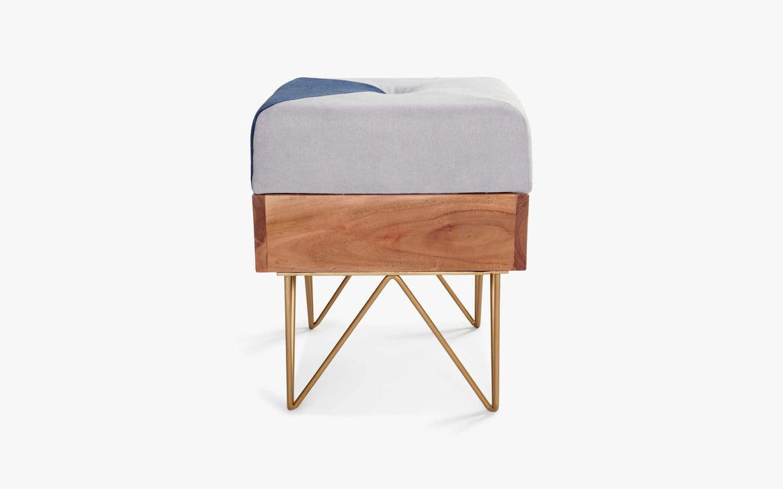 Buy Poufs - Wooden And Metal Art Deco Square Pouf | Side Stool For Home And Living Room by Orange Tree on IKIRU online store