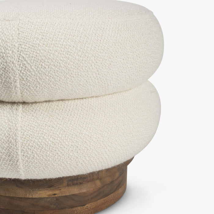 Buy Poufs - Wooden & Upholstery Comfortable Off White Round Pouf For Living Room Or Office by Orange Tree on IKIRU online store