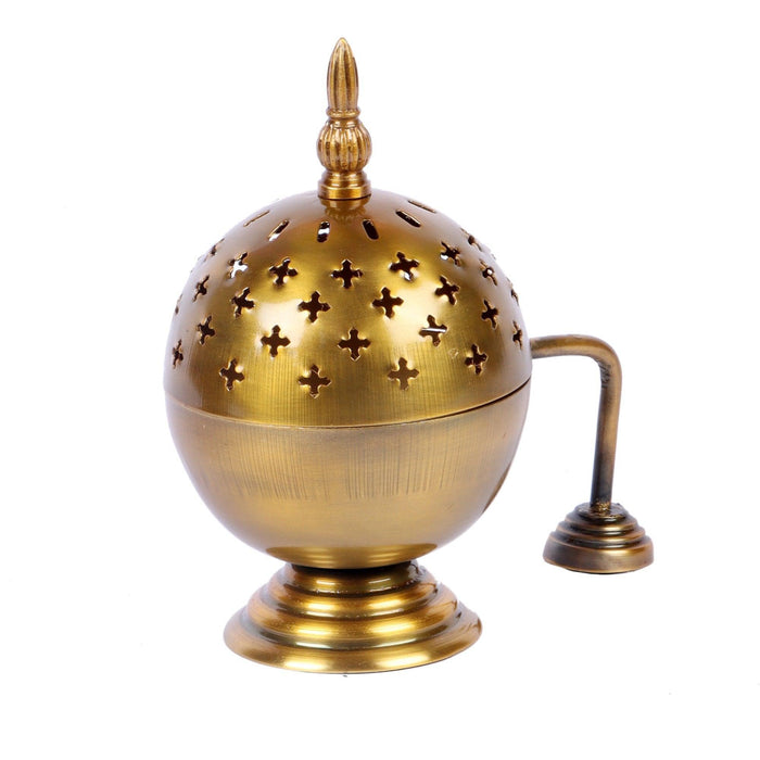 Buy Puja Essentials - Brass Round Lobaan Dhoop Daan For Pooja Room | Puja Essentials For Home by Amaya Decors on IKIRU online store