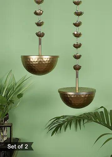 Buy Puja Essentials - Decorative Hanging Lobaan Urli Set Of 2 | Dhoop Daan With Chain by Amaya Decors on IKIRU online store