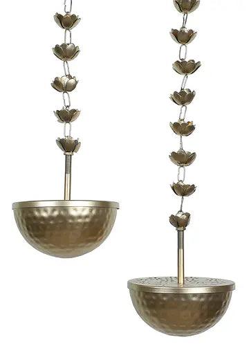 Buy Puja Essentials - Decorative Hanging Lobaan Urli Set Of 2 | Dhoop Daan With Chain by Amaya Decors on IKIRU online store