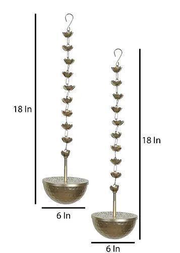Buy Puja Essentials - Decorative Hanging Lobaan Urli Set Of 2 | Dhoop Daan With Chain by Amaya Decors on IKIRU online store