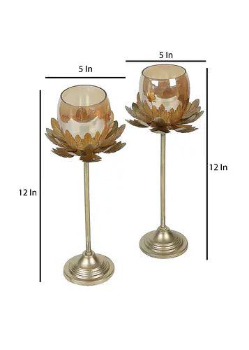 Buy Puja Essentials - Decorative Wine Glass Motif Detachable Tealight Candle Holder - Set Of 2 by Amaya Decors on IKIRU online store