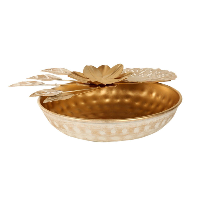 Buy Puja Essentials - Elegant Gold Flower Urli Set Of 3 | Decorative Traditional Bowl For Home by Amaya Decors on IKIRU online store