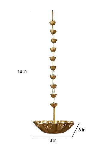 Buy Puja Essentials - Golden Hanging Lotus Cut Diya Urli Set Of 2 For Pooja Room & Decor by Amaya Decors on IKIRU online store