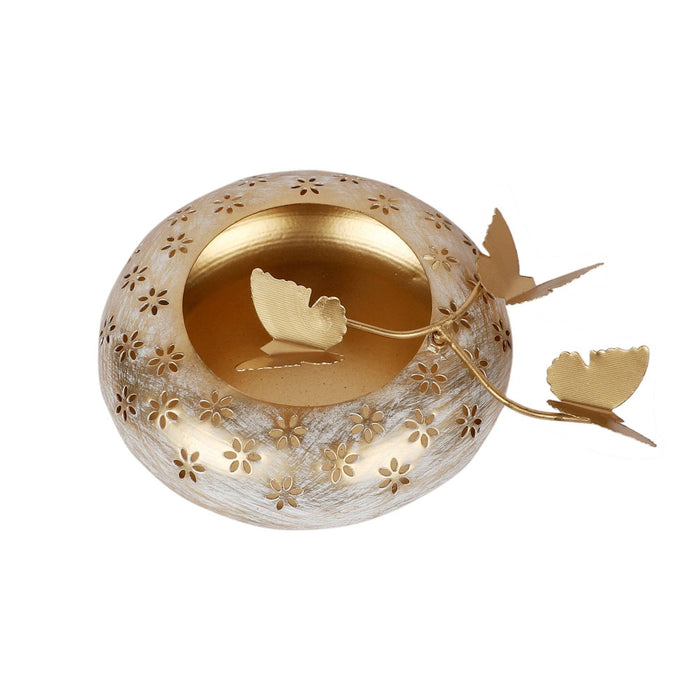 Buy Puja Essentials - White And Gold Metal Urli | Tea Light Holder for Home & Puja by Amaya Decors on IKIRU online store